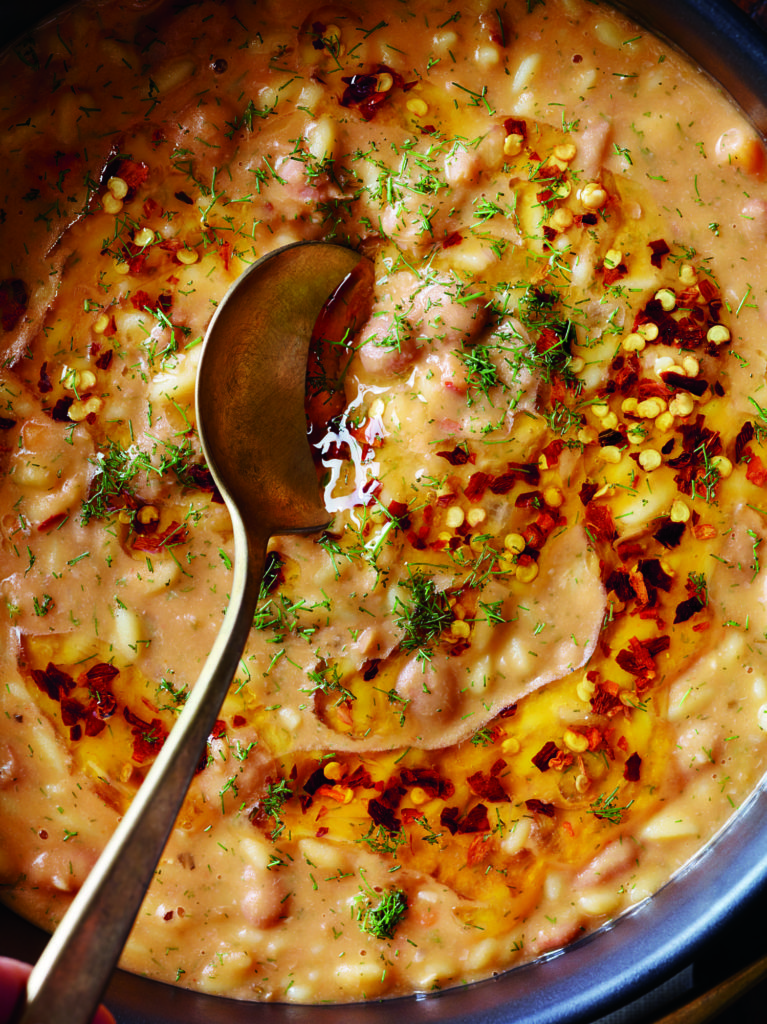 Gluten-Free Orzo and Bean Soup with Pequin Chile Oil