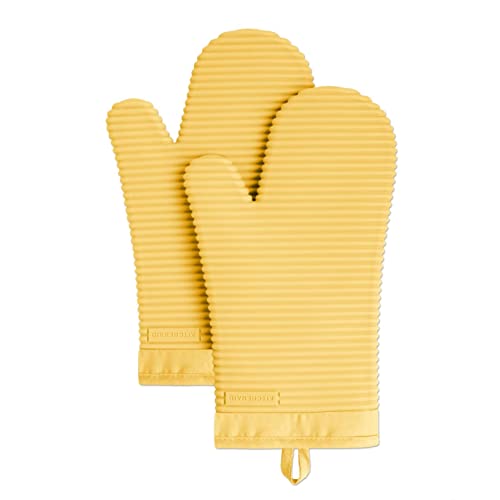 KitchenAid Ribbed Soft Silicone Oven Mitt Set, Orange Sorbet, 7.5'x13', 2 Count