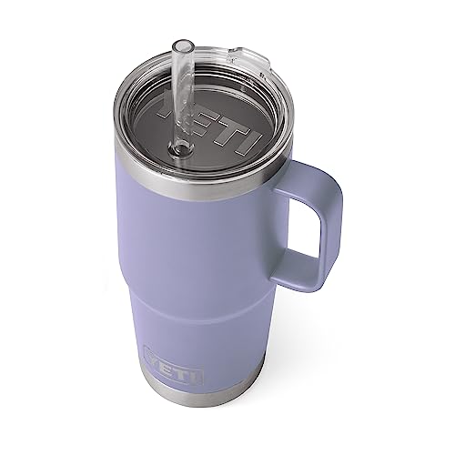 YETI Rambler 25 oz Tumbler with Handle and Straw Lid, Travel Mug Water Tumbler, Vacuum Insulated Cup with Handle, Stainless Steel, Cosmic Lilac