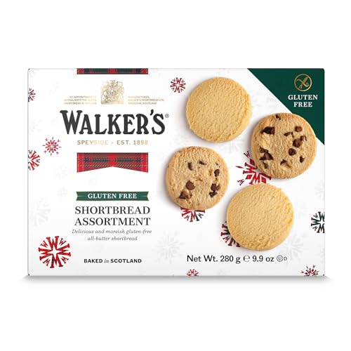 Walker’s Gluten Free Shortbread Cookies – 9.9 oz Shortbread Cookie Box - Includes Assortment of Gluten Free Shortbread Rounds and Gluten Free Chocolate Chip Cookies