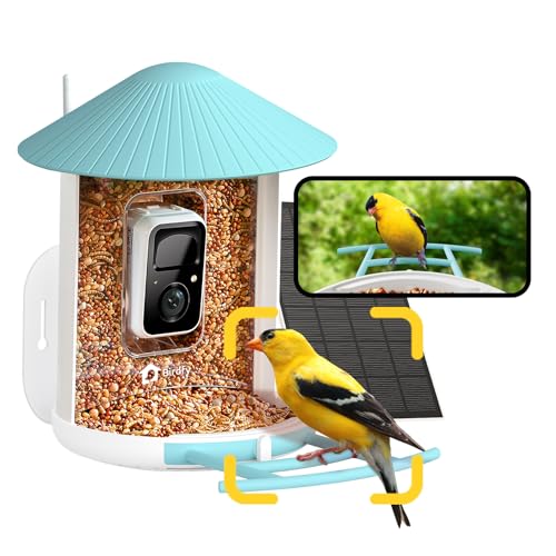 NETVUE by Birdfy AI Smart Bird Feeder with Camera Solar Powered, AI Auto Capture Each Bird Come & Identify 6000+ Bird Species, Cloud Store Bird Videos & Birdwatching On Live, Ideal Gift (Blue)