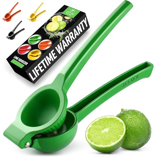 Zulay Metal Lime Squeezer – Heavy-Duty Citrus Juicer for Maximum Juice Extraction – Easy Manual Press for Limes & Lemons – Durable & Ergonomic Hand Juicer - Green