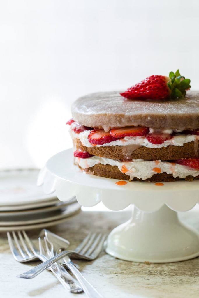 Jennifer Esposito's Vegan Strawberry Lemon Cake with Lemon Glaze