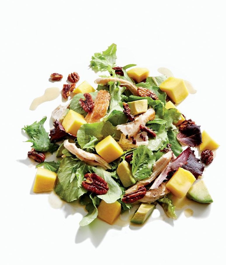 Gluten-Free Chicken, Mango, and Avocado Salad with Candied Pecans Recipe