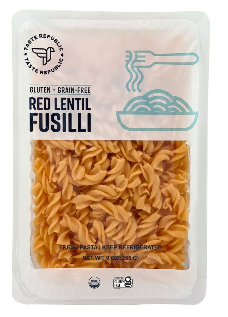 Fresh gluten free pasta Red lentil fusilli
