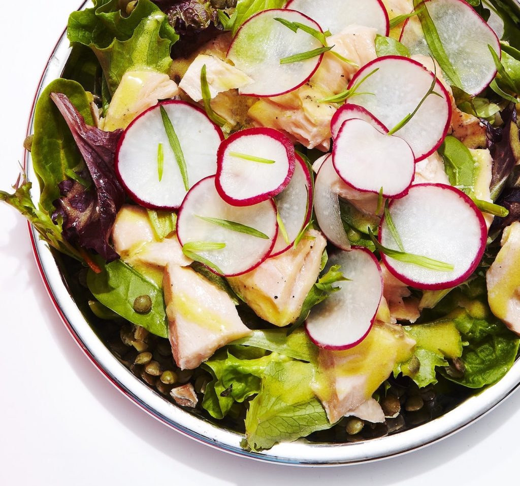 Roasted Salmon and Lentil Salad with Mustard Vinaigrette